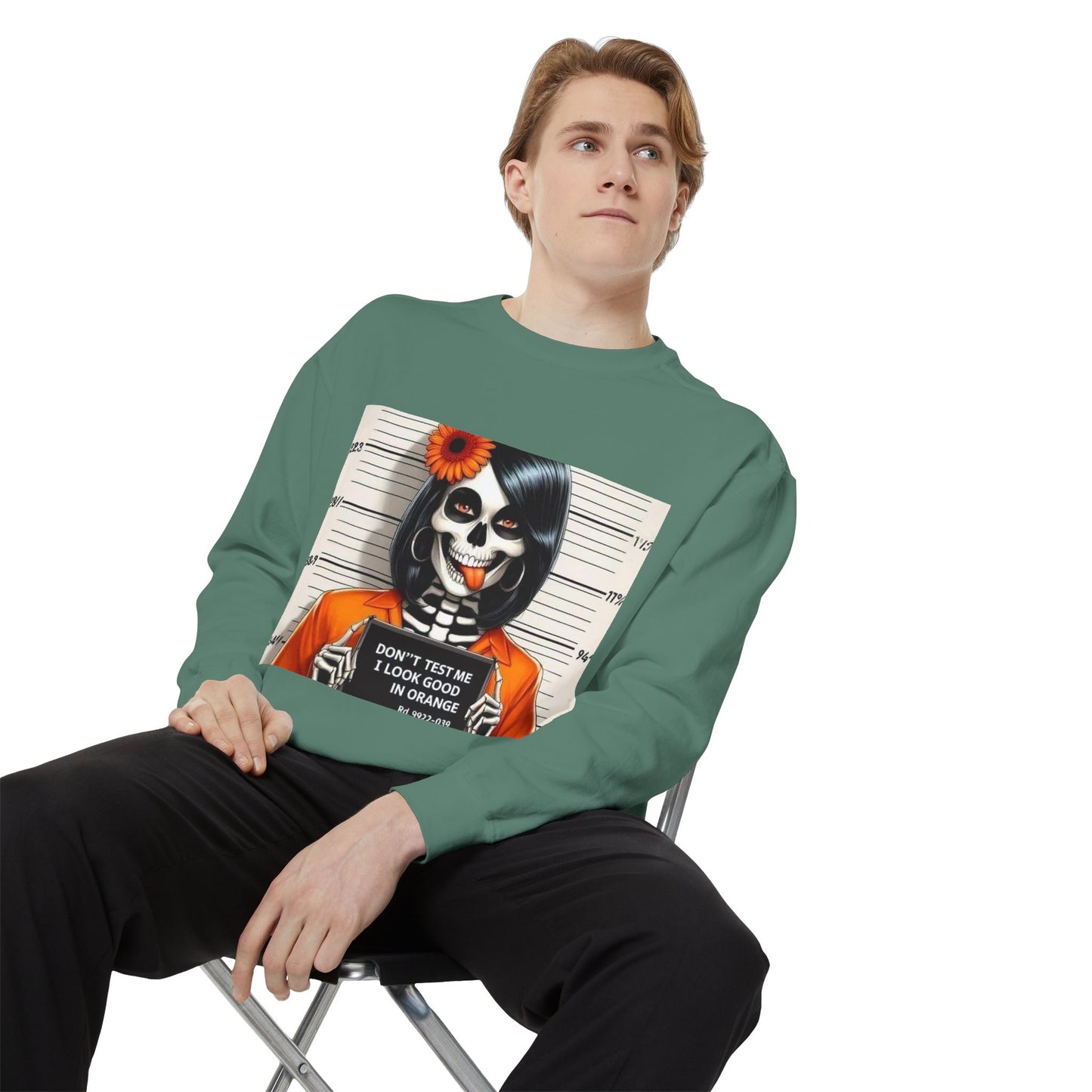 “Too Cool to Be Cold” Funny Sweater Unisex Skull Sweatshirt with Quote | Cozy Halloween Fashion, Gift for Fall Celebrations,
