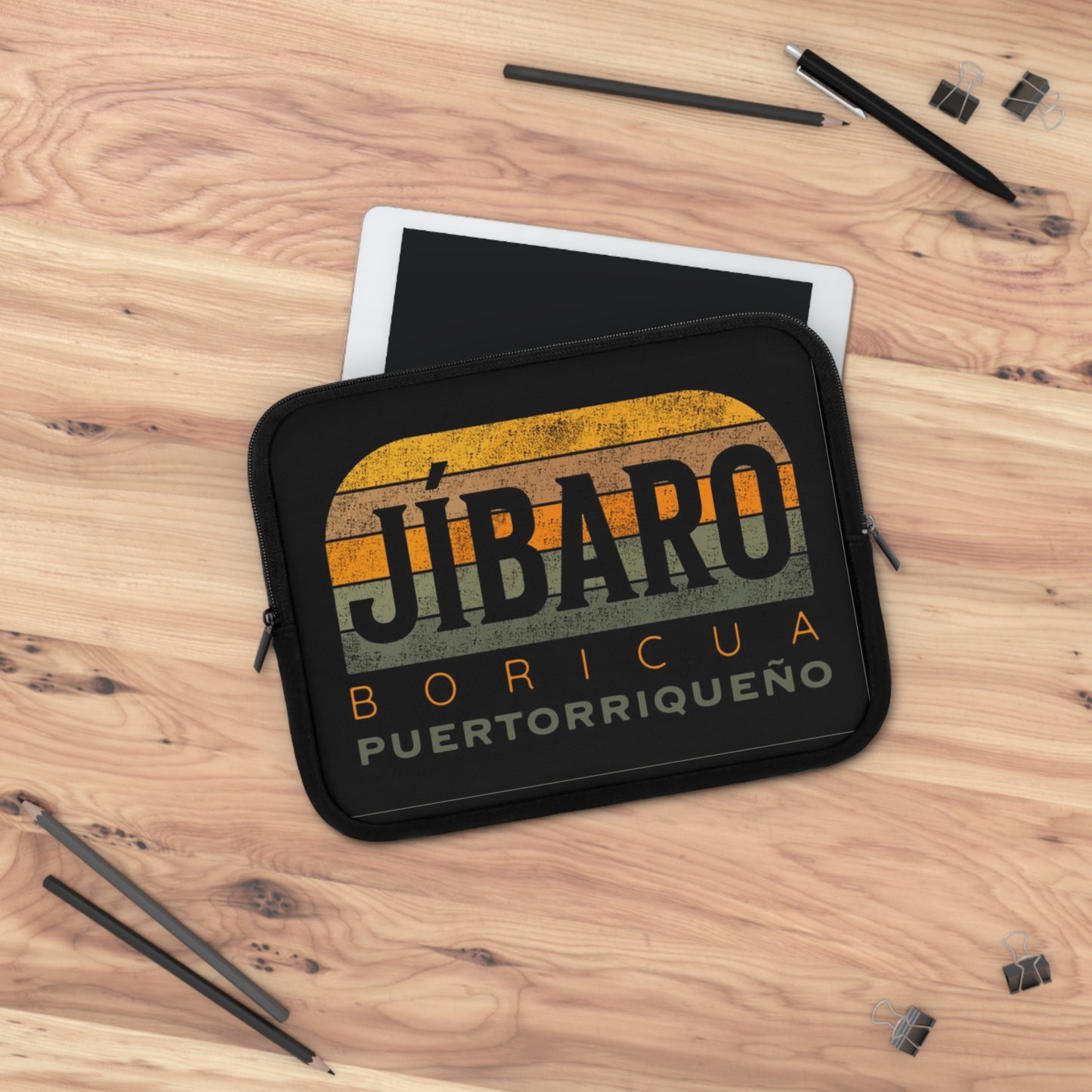 Jíbaro Boricua Laptop Sleeve – Puerto Riqueño Vintage Stripes