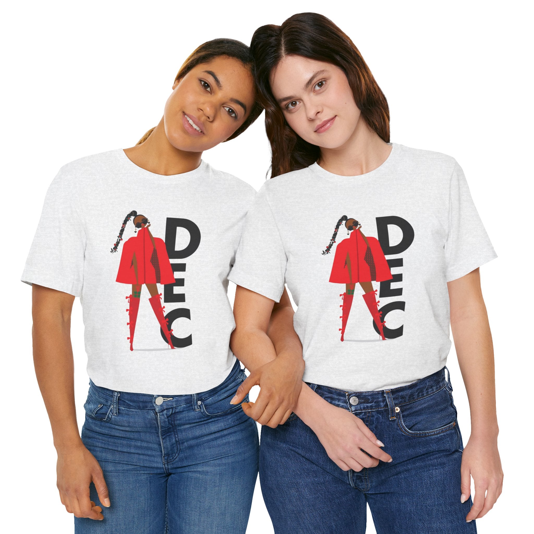 December Fashion Tee  Red Coat Model Graphic Shirt