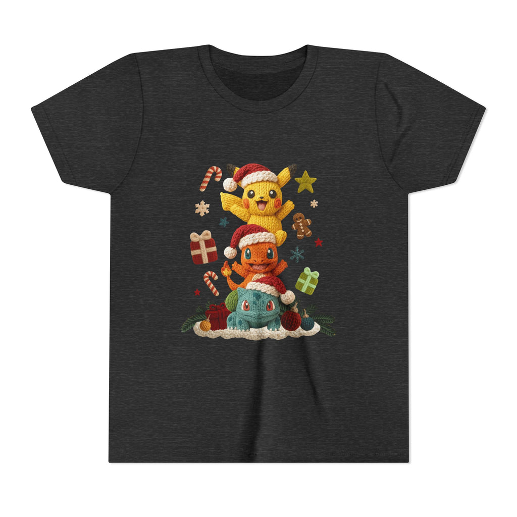 Kids Holiday Tee  Cute Stacked cartoon Characters Christmas Design