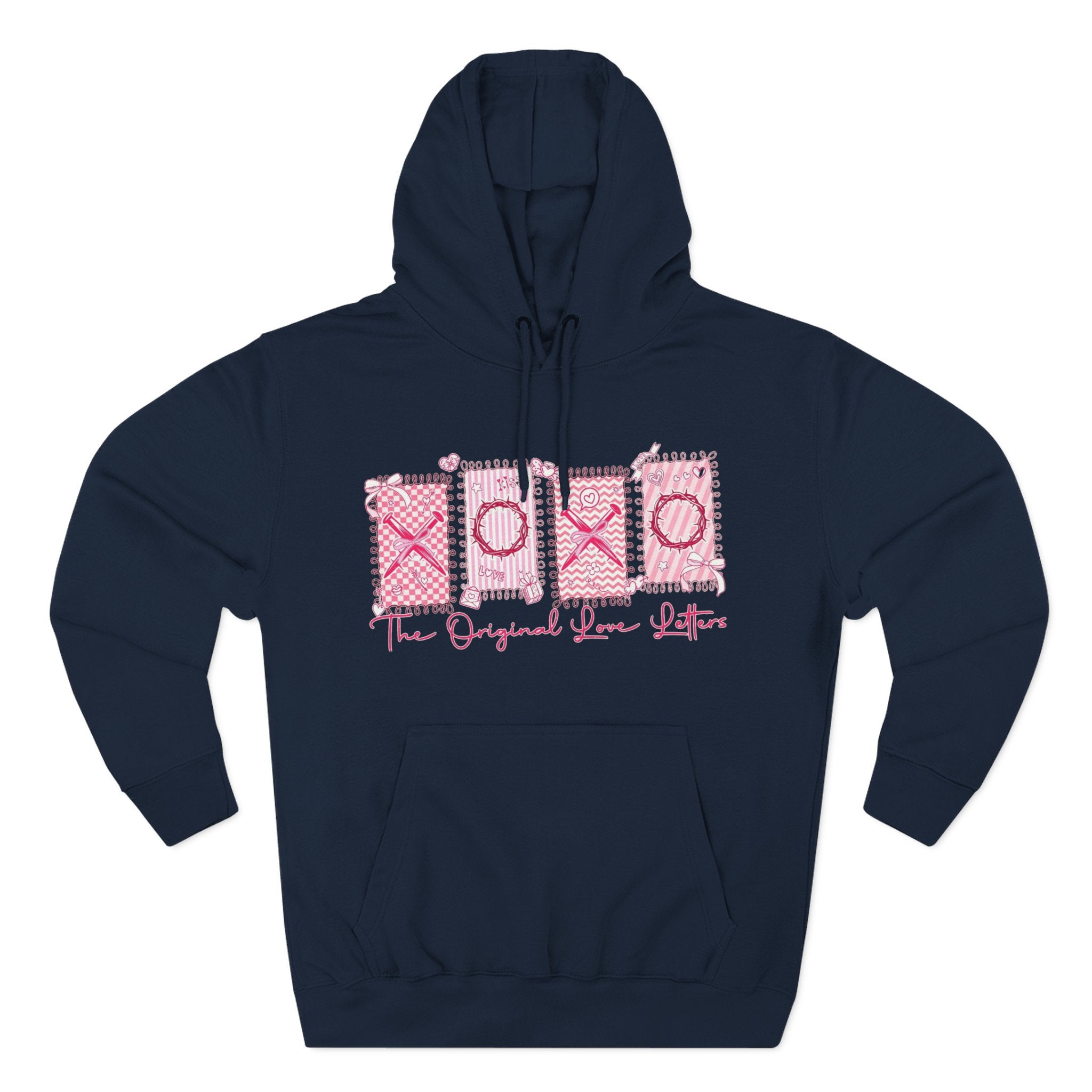Hoodie  Pink XOXO Three Panel Love Letters Fleece Hoodie