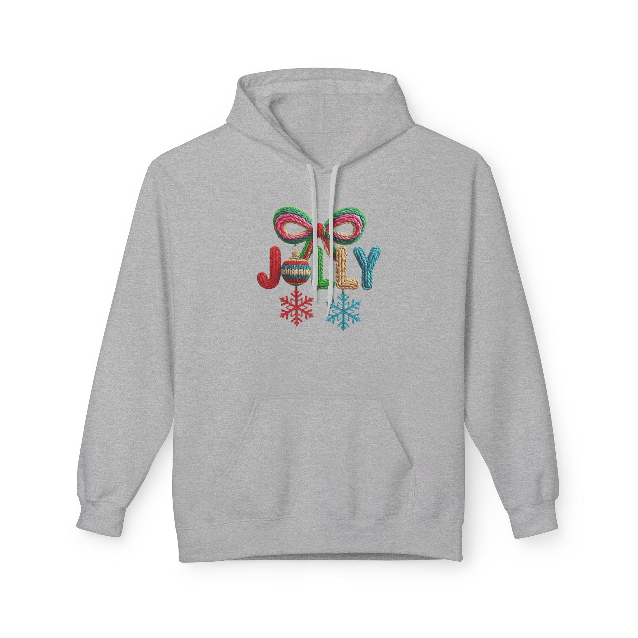 Jolly Candy Cane Holiday Hoodie — "JOLLY" Festive Sweatshirt