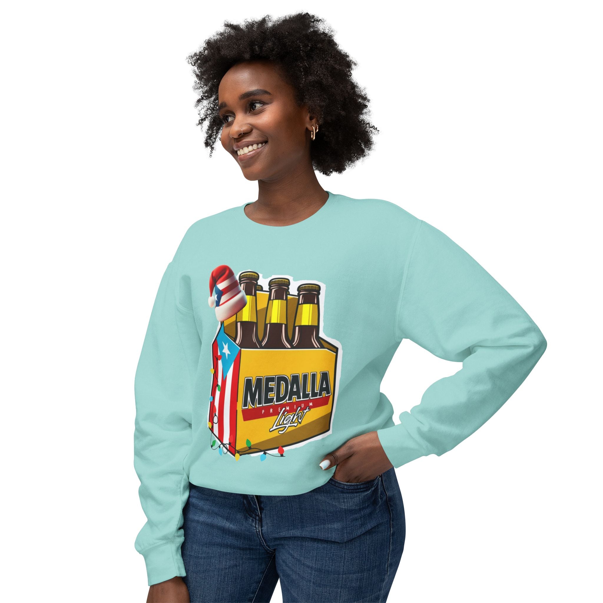 Medalla Light Puerto Rican Holiday Sweatshirt  Navidad Boricua Crewneck Puerto Rico Navidade