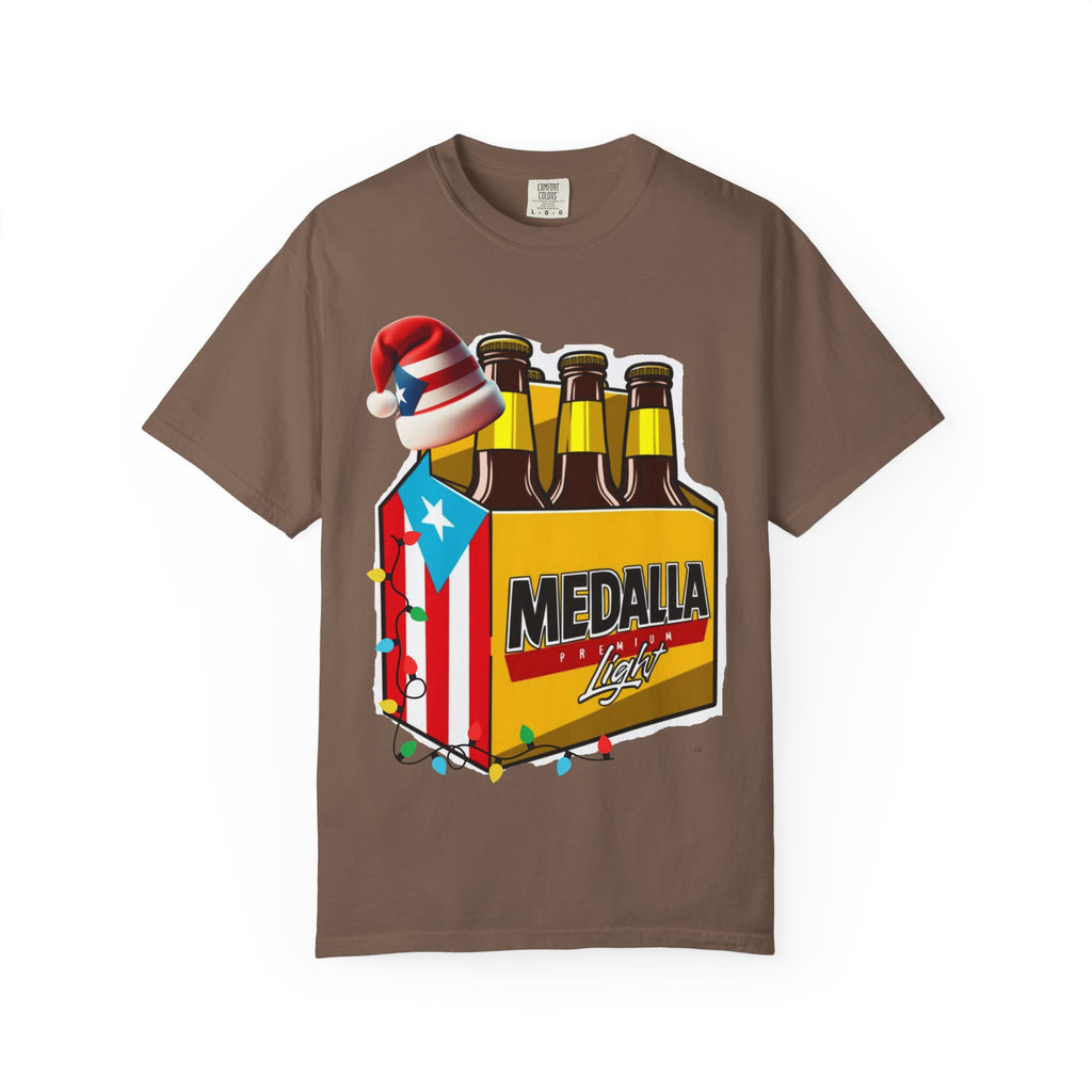 Medalla Light Beer T-Shirt  Navidad Boricua Holiday Tee Puerto Rico’s Navidades