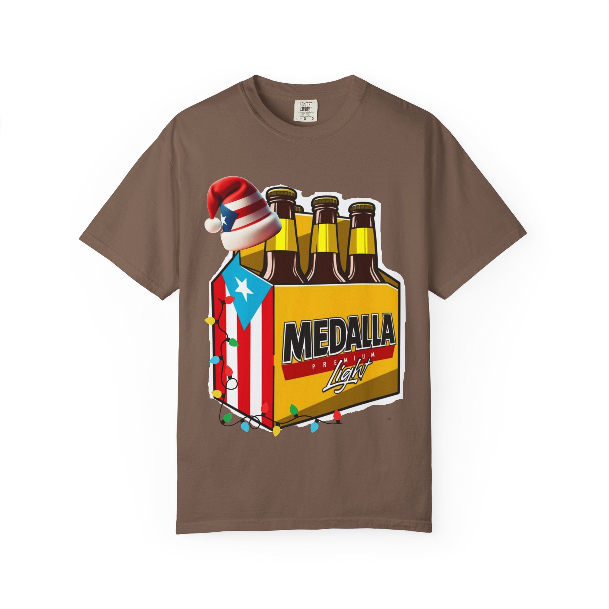 Medalla Light Beer T-Shirt  Navidad Boricua Holiday Tee Puerto Rico’s Navidades