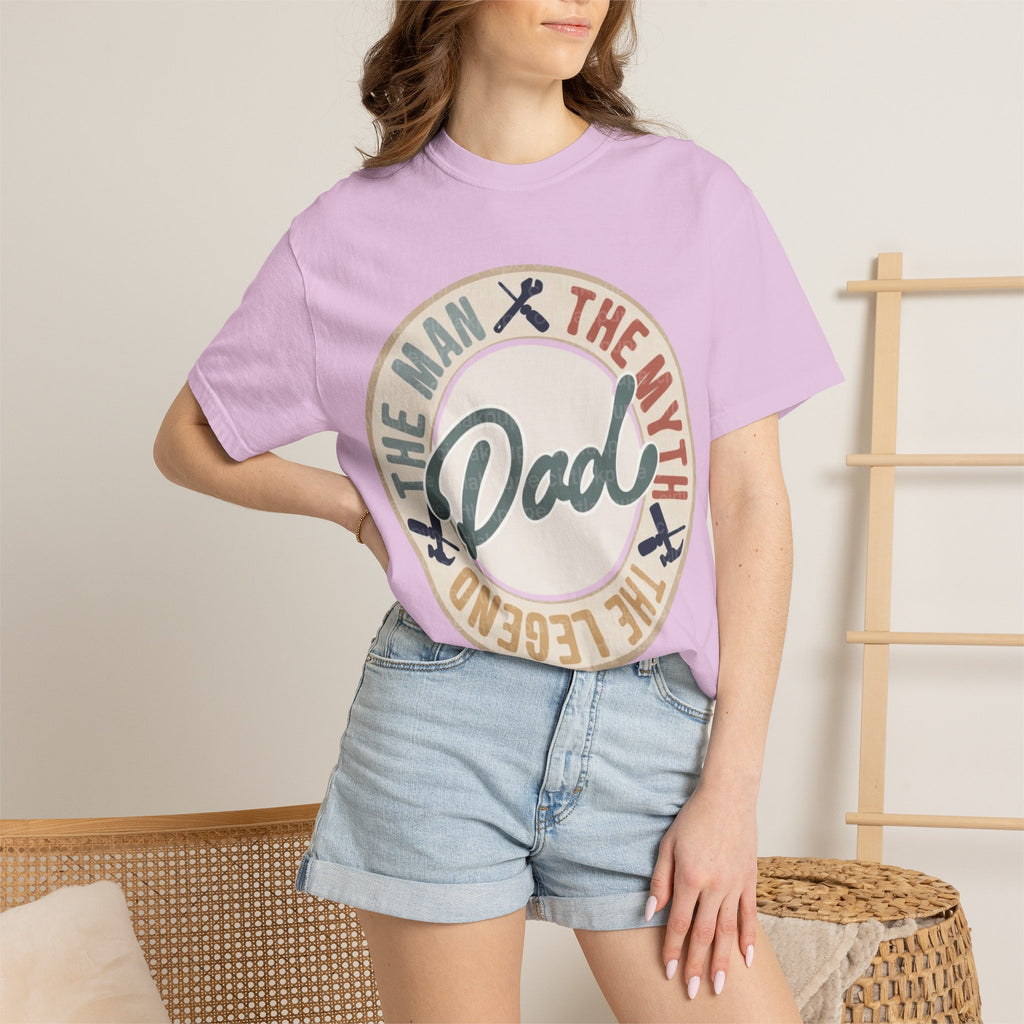 Dad Retro Badge T-Shirt — “Dad: The Man, The Myth, The Legend” Father’s Day Tee