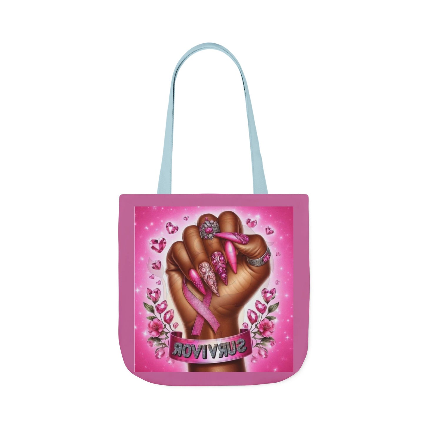 Breast Cancer Survivor Tote Bag  Pink Ribbon Empowerment Canvas Tote
