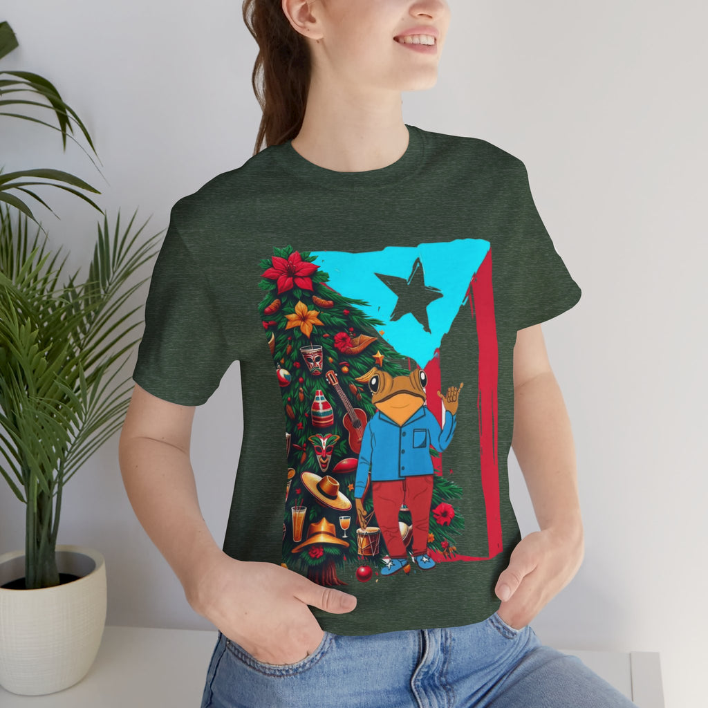 Puerto Rico Holiday T-Shirt  Coquí by Christmas Tree Graphic Puerto Rico’s Navidades
