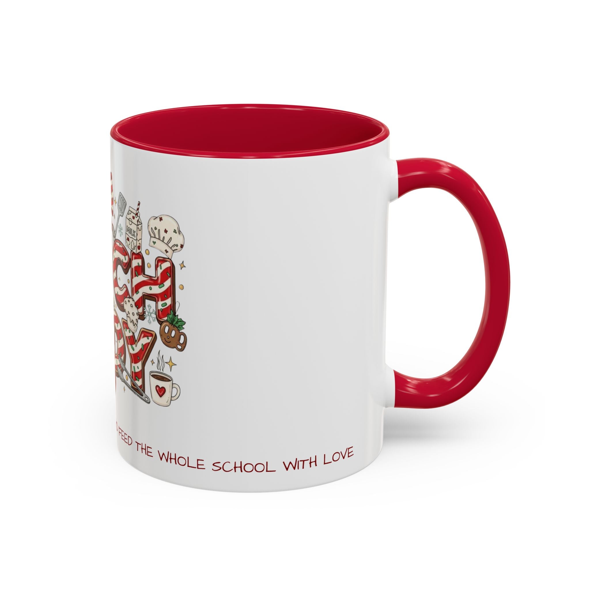 Lunch Lady Mug "Cafeteria Hero Who Feeds the Whole School With Love" | 11oz/15oz Gift  School Staff Christmas Mug Collection