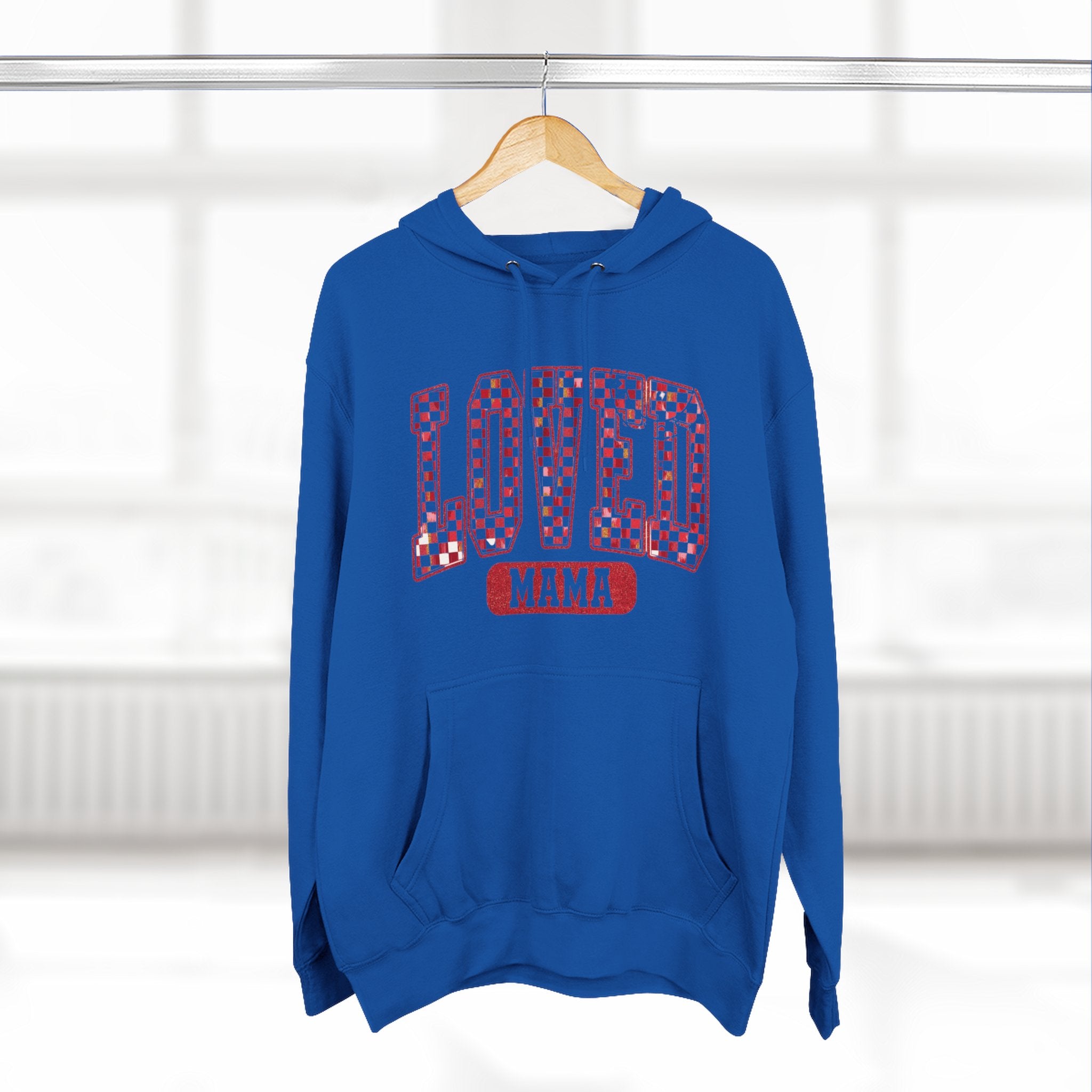Hoodie  Loved Mama Checkerboard Graphic Hoodie