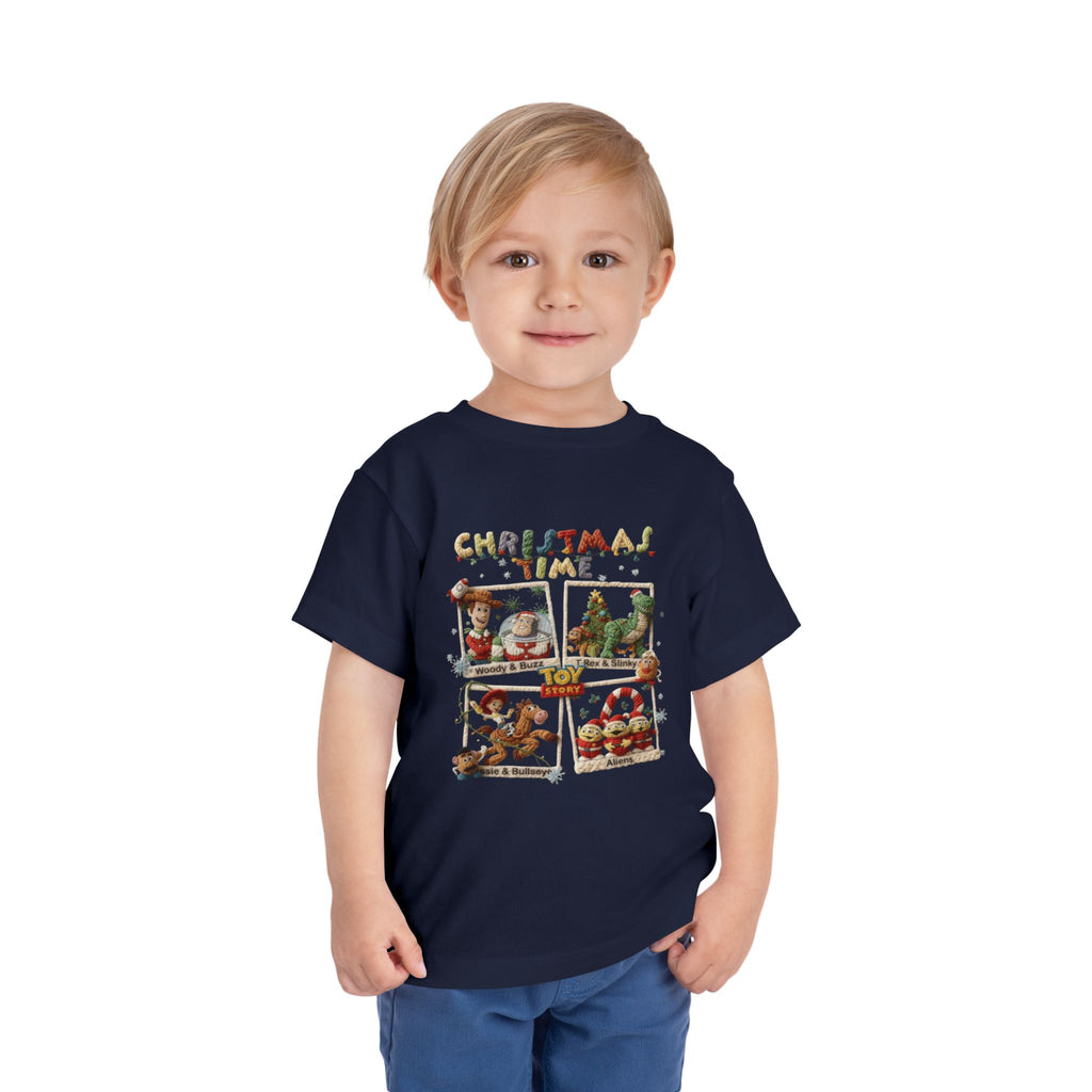 Christmas Time Toddler Tee  Cute Holiday Toy & Santa Print