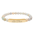 Engravable Natural Stone Bar Bracelet — Stretch Beaded Personalized Jewelry