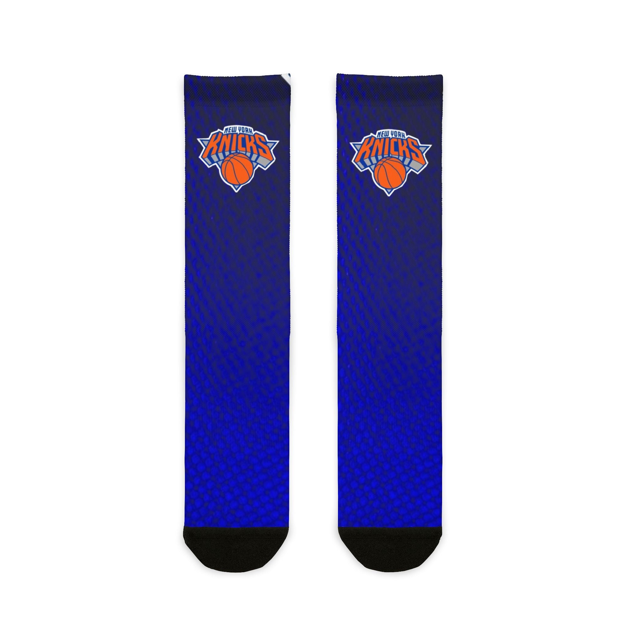 Blue Gradient Crew Socks with Basketball Logo — Sublimation Athletic Socks