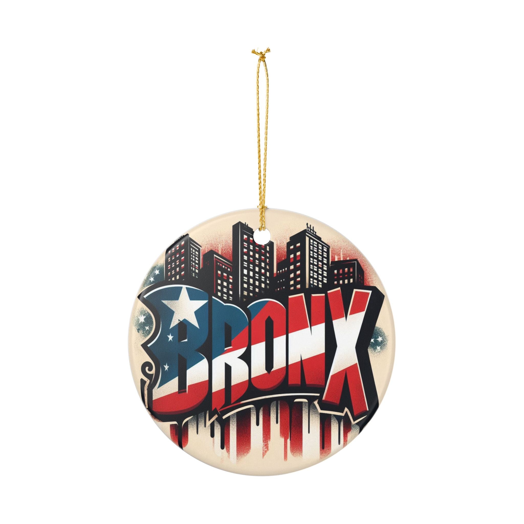 Bronx Skyline Ceramic Ornament New Yorican Boricua Proud Glass Ornament  Puerto Rican NYC Pride Decor