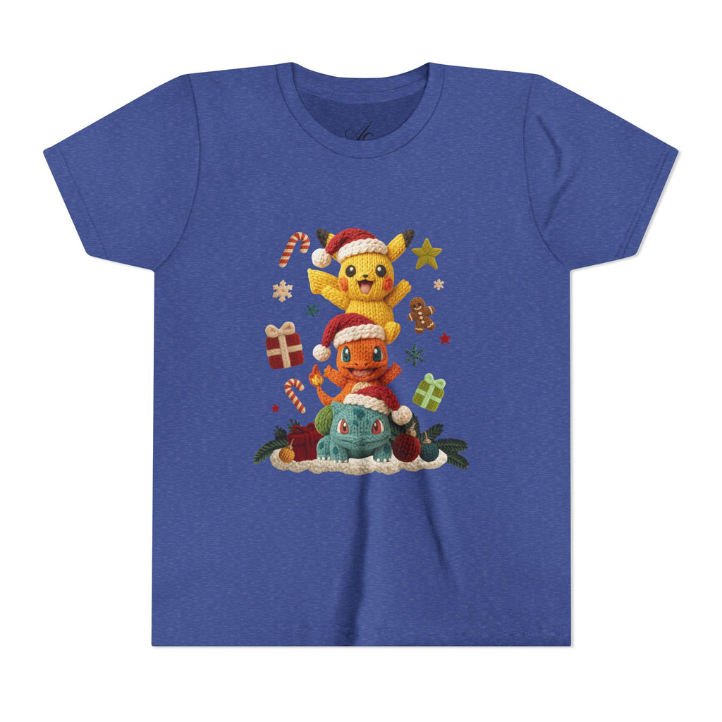 Kids Holiday Tee  Cute Stacked cartoon Characters Christmas Design