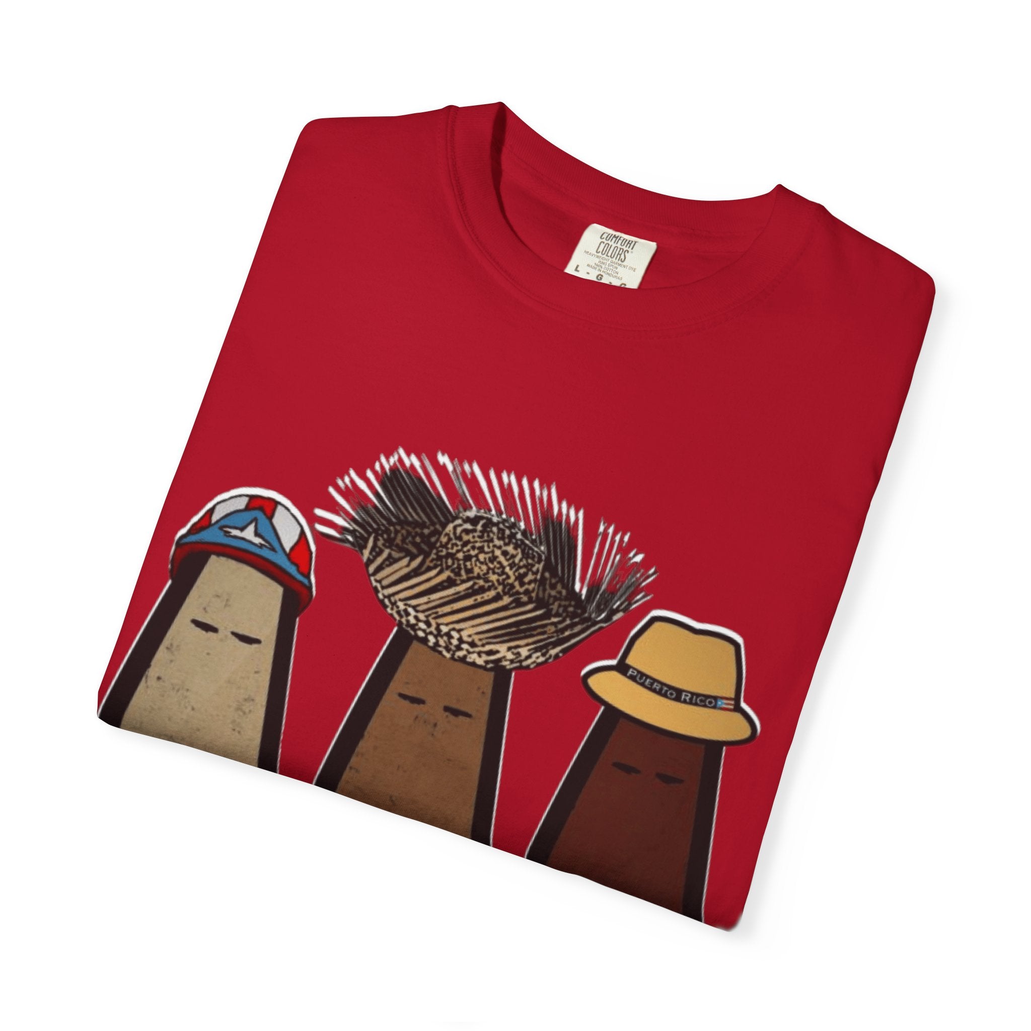 Puerto Rican Batey Cabin T-Shirt  Three Masks & Rustic House Graphic Tee Puerto Rico Navidades