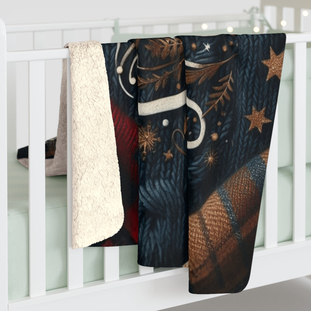 Dad Sherpa Fleece Blanket  Cozy Holiday Gift for Dad (Christmas Knit Design)