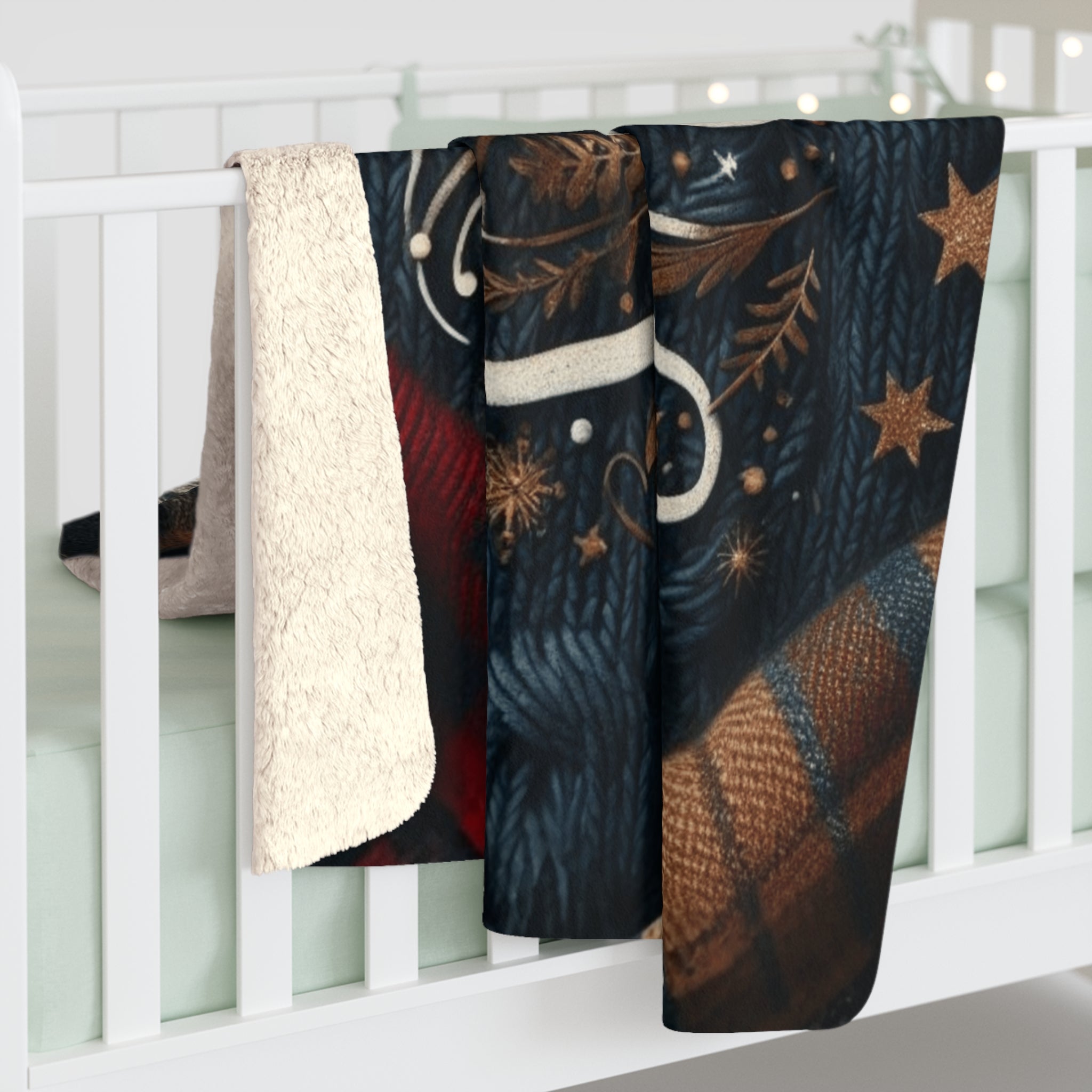 Dad Sherpa Fleece Blanket  Cozy Holiday Gift for Dad (Christmas Knit Design)