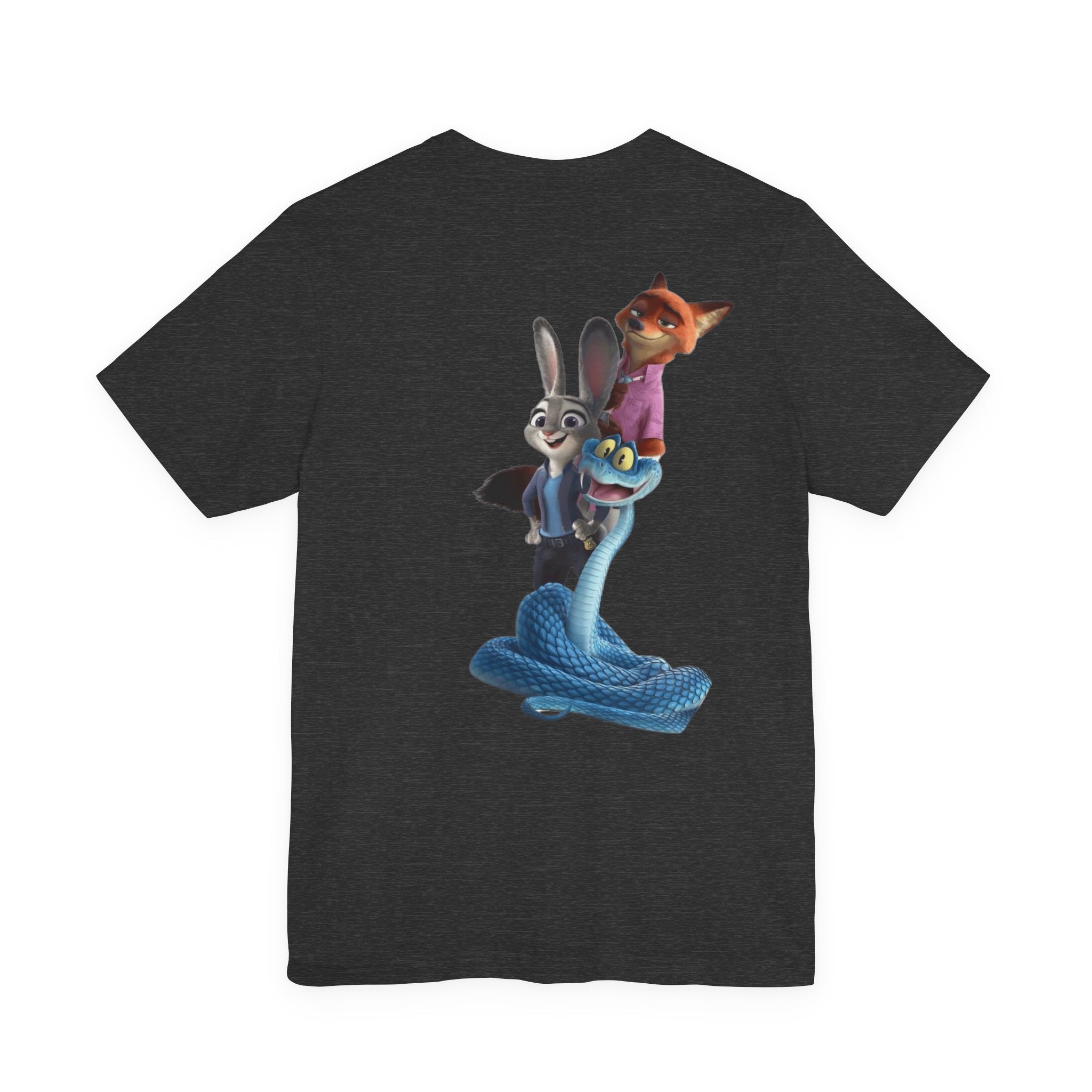 Animated Character Tee — Cute Fox & Bunny Stack Graphic T-Shirt  cartoon-style Christmas artwork