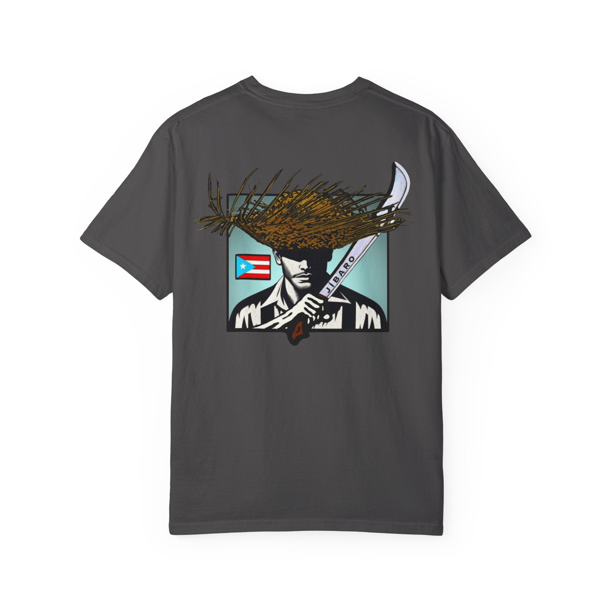 T-Shirt  "Jíbaro" Puerto Rican Heritage Tee (Back Machete  Sombrero de Paja Design) Puerto Rico’s Navidades