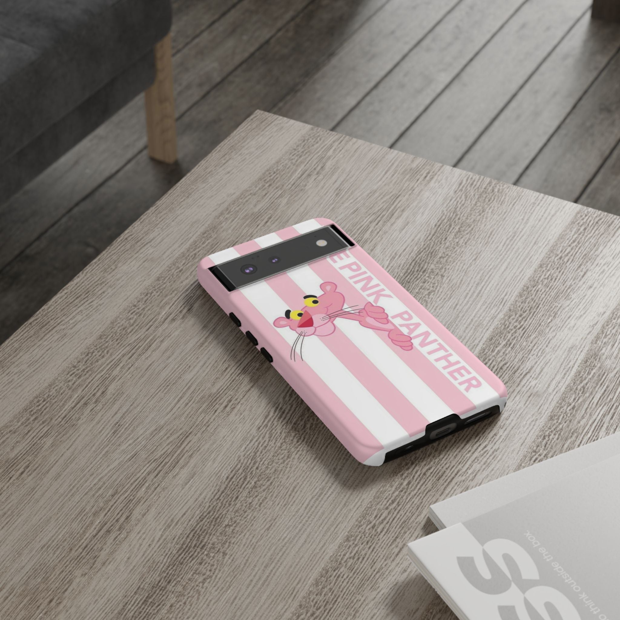 Pink Panther Tough Case Retro Striped Phone Case with "The Pink Panther" Design