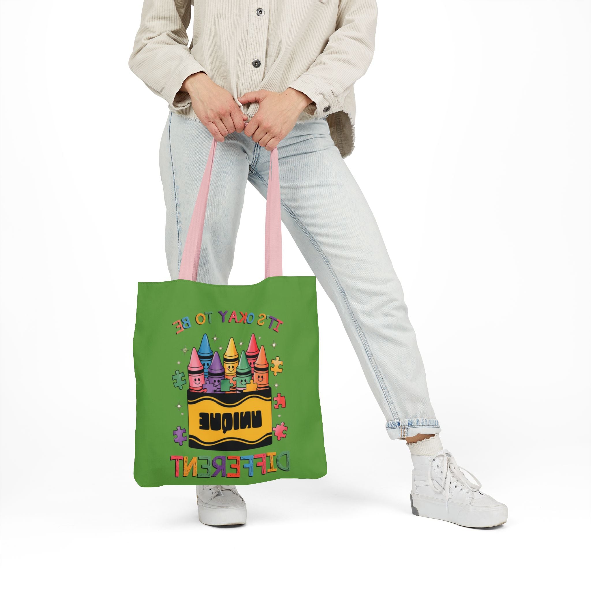 Autism Awareness & Pride Collection Unique Canvas Tote Bag with Colorful Castle Design