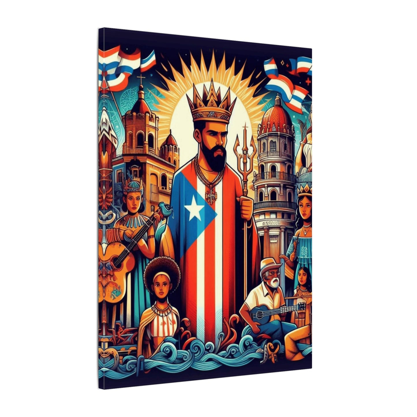 Vibrant Puerto Rican Art Canvas, Cultural Wall Decor, Celebration Decor, Unique Gift, Home Accent, Multi-Size