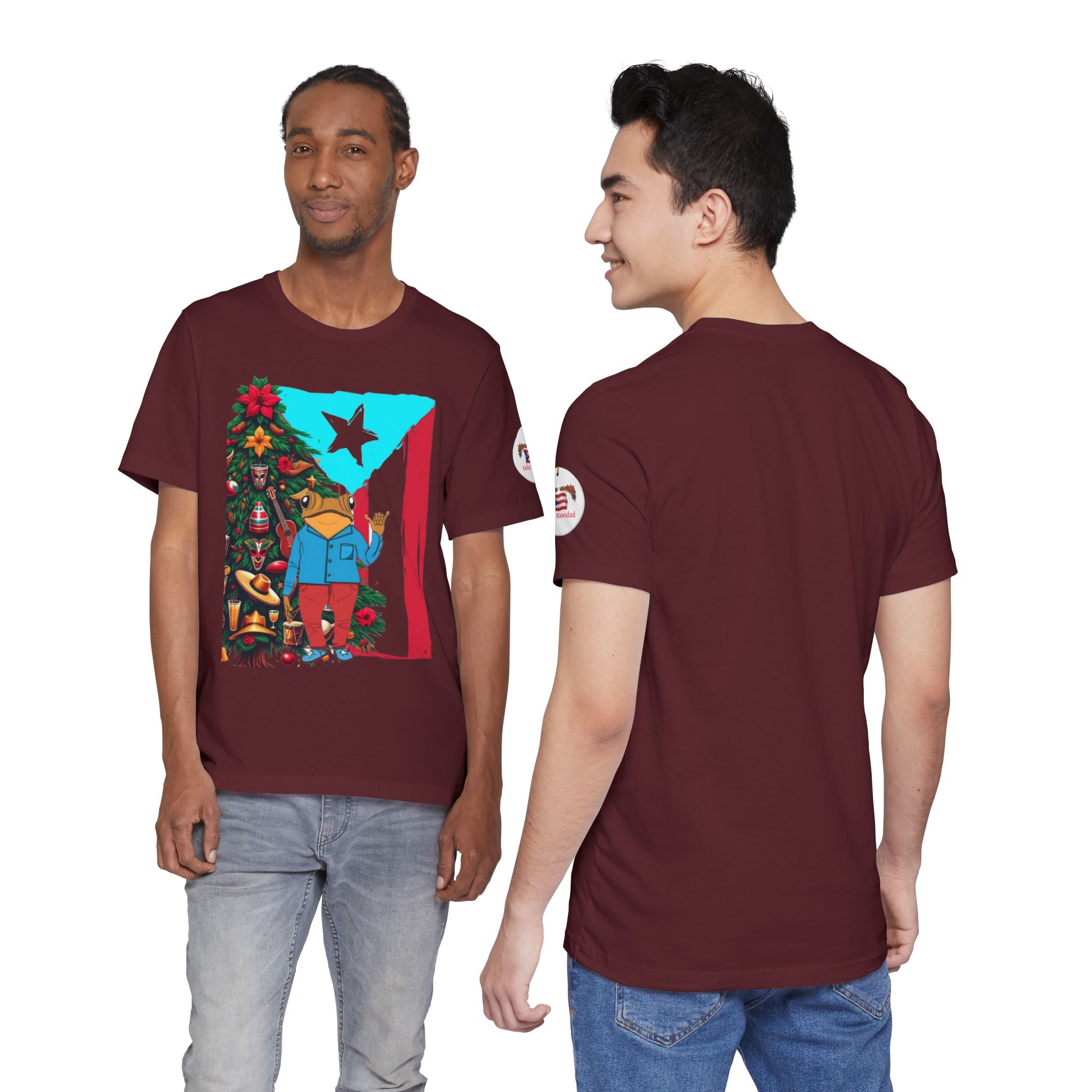 Puerto Rico Holiday T-Shirt  Coquí by Christmas Tree Graphic Puerto Rico’s Navidades
