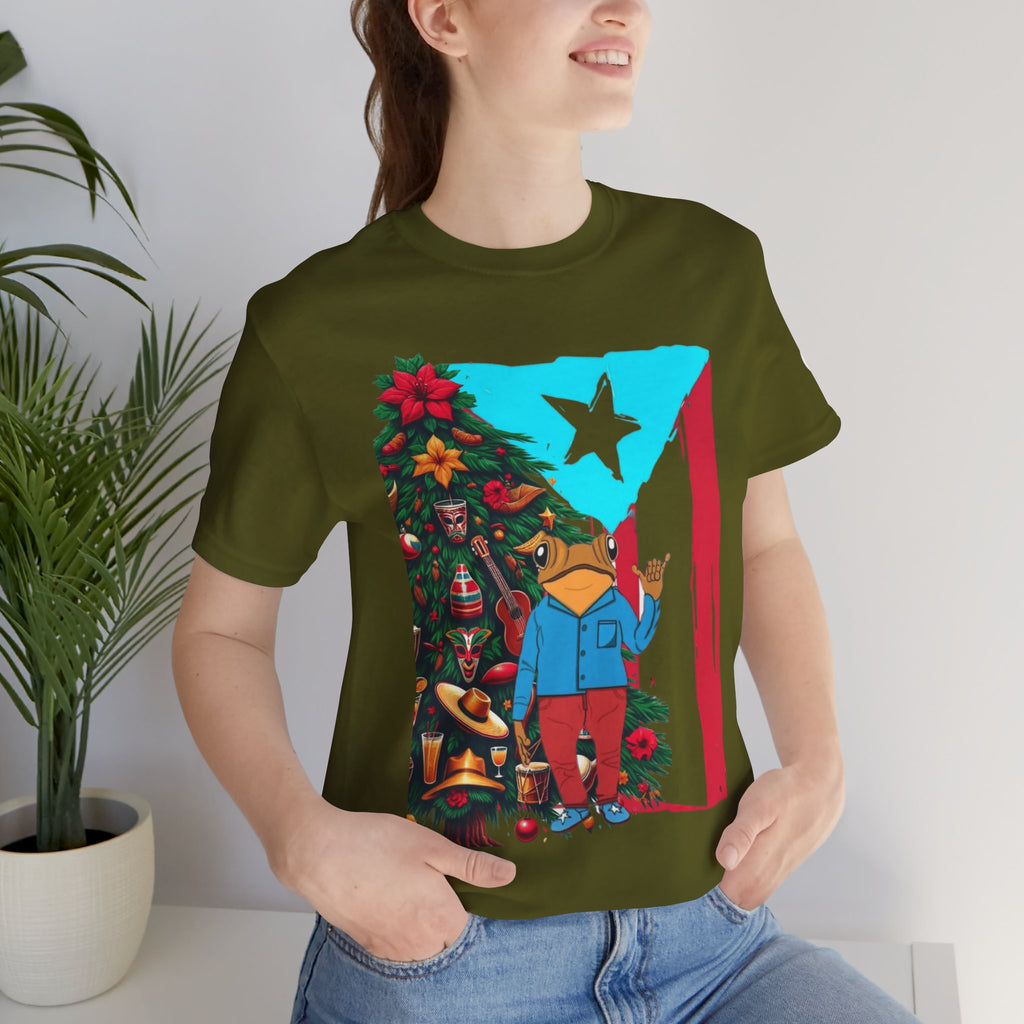 Puerto Rico Holiday T-Shirt  Coquí by Christmas Tree Graphic Puerto Rico’s Navidades