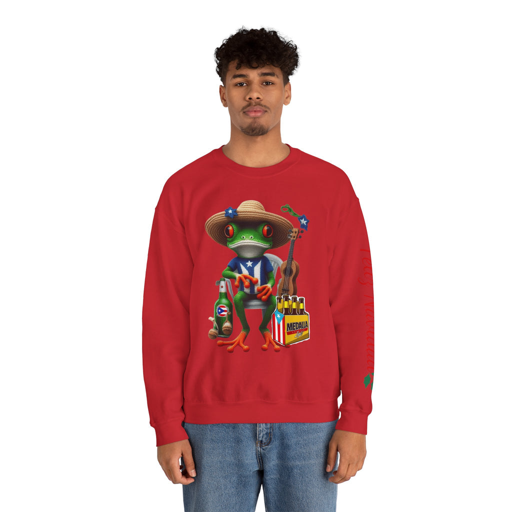 Frog Coqui Crewneck Sweatshirt – Coquito y Medalla Puerto Rican Vibes
