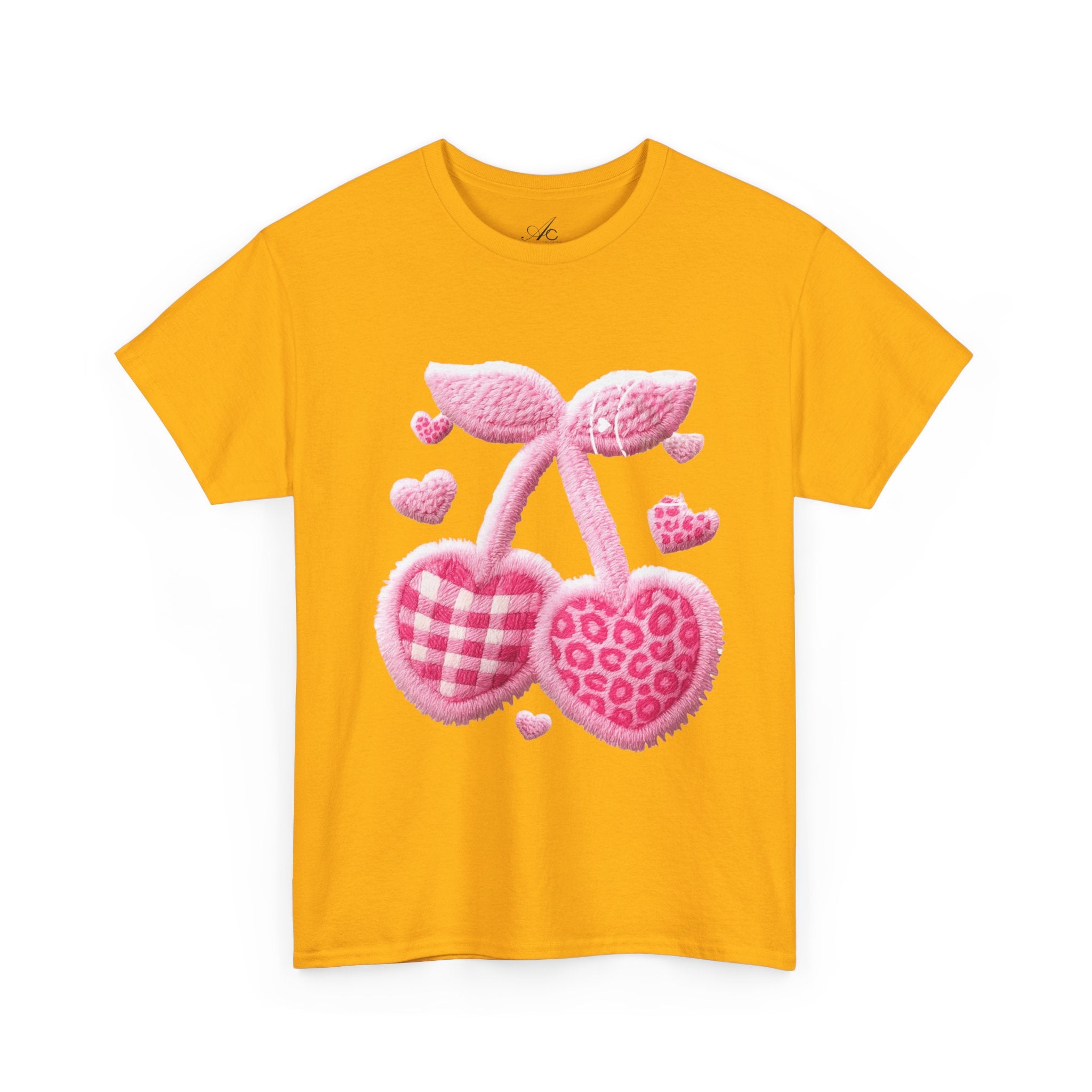 Pink Heart Cherries Tee  LOVE Graphic Valentine T-Shirt