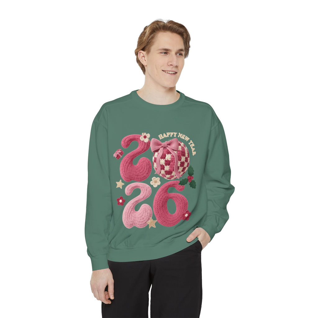 Happy New Year 2026 Sweater  Pink Festive Graphic Sweatshirt