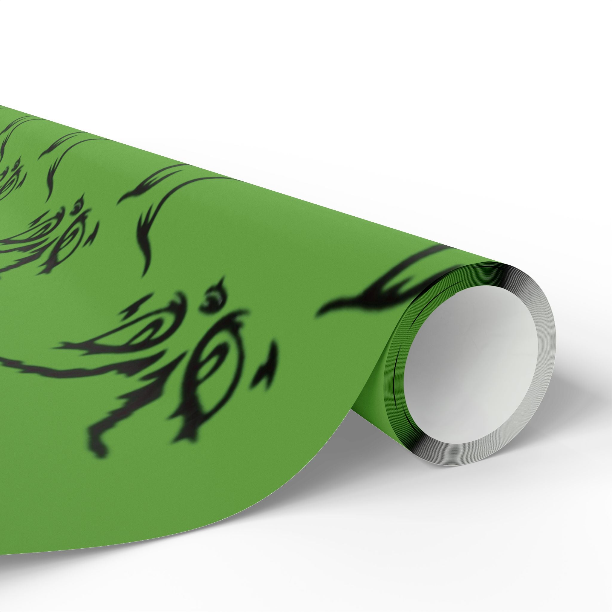 The Grench Wrapping Paper Roll  Green Tribal Swirl Gift Wrap (Holiday & Birthday)