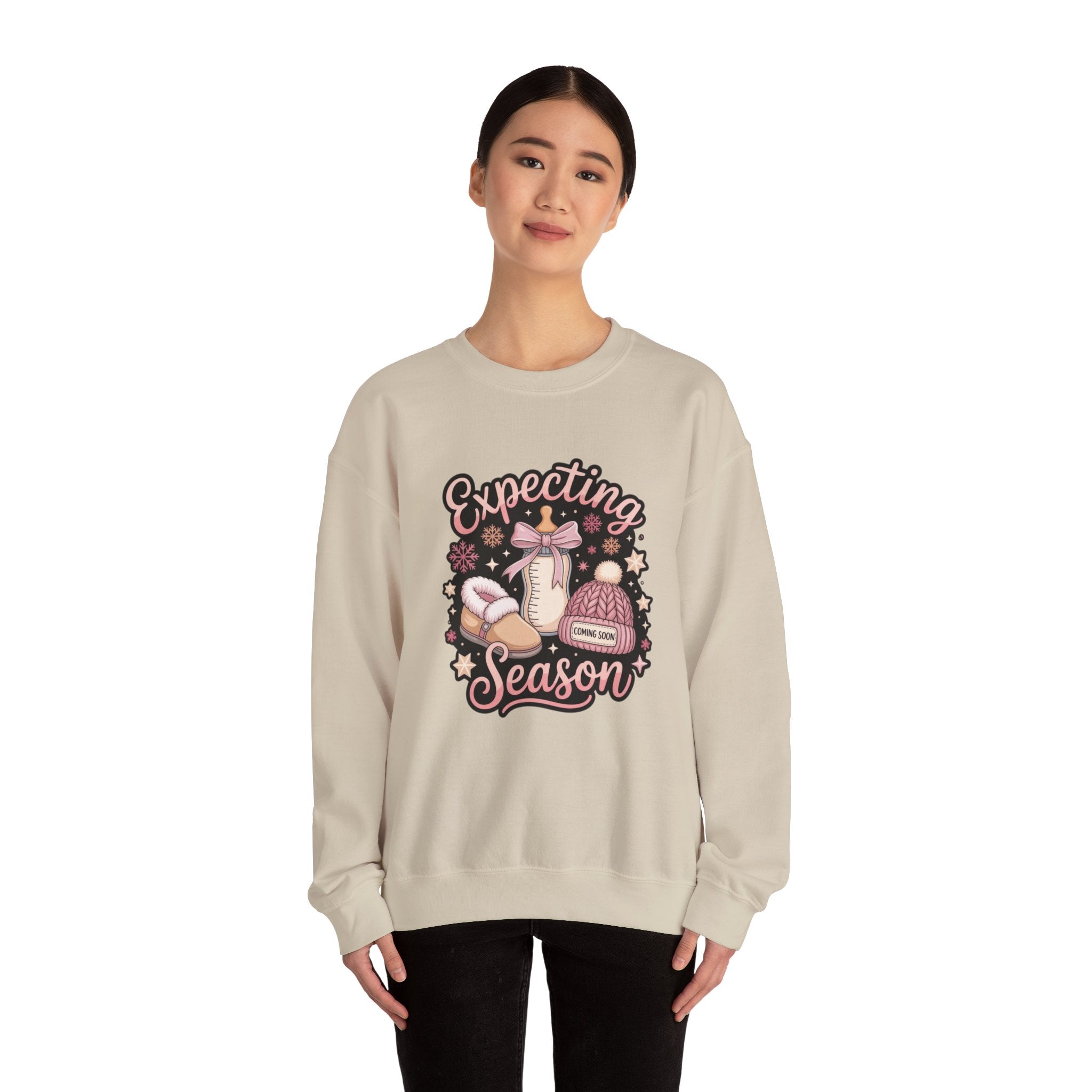 Expecting Season Sweatshirt  Cute Pregnancy Announcement Pullover Cartoon Christmas T-shirts and Sweaters