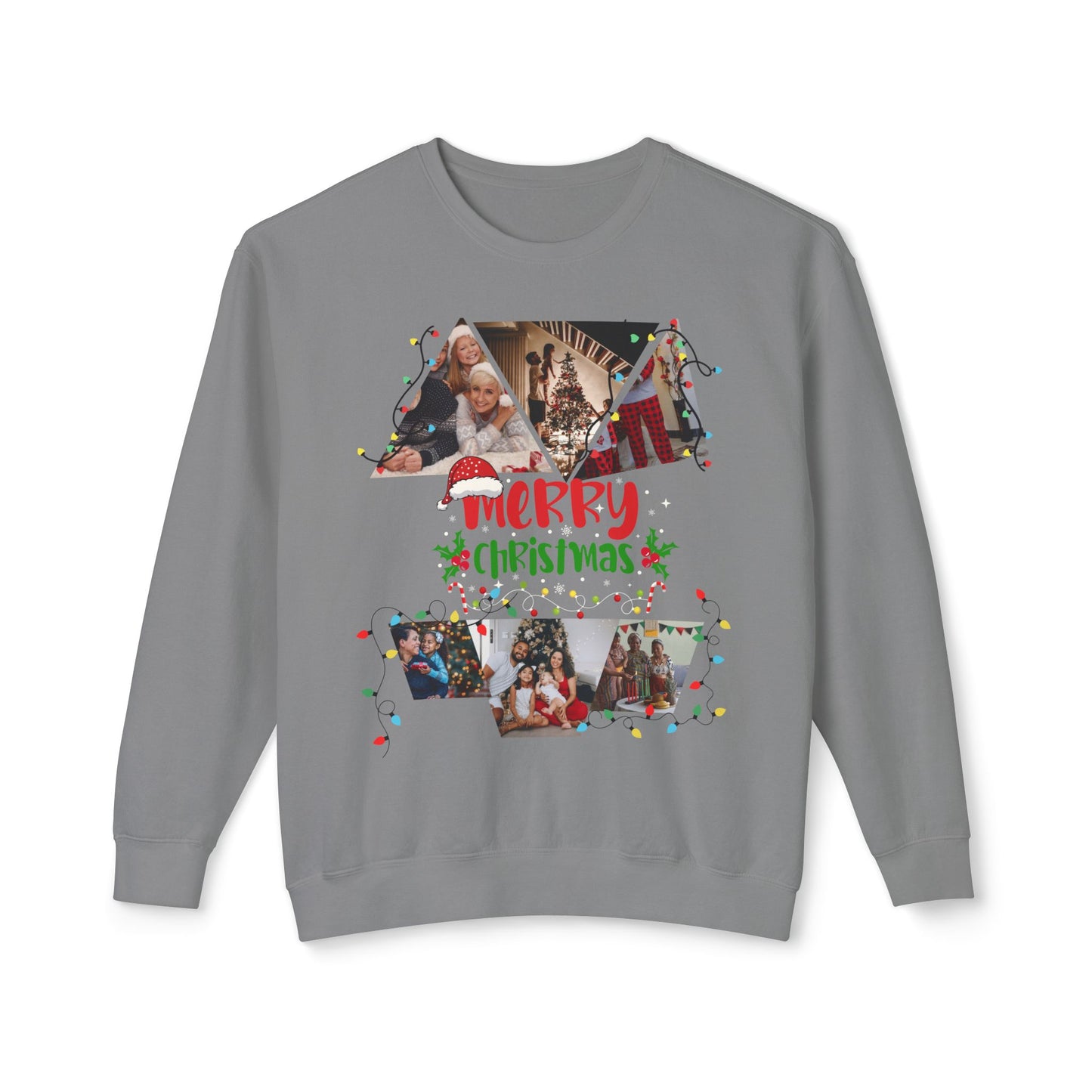 Christmas Photo Collage Sweatshirt — "Merry Christmas" Holiday Crewneck