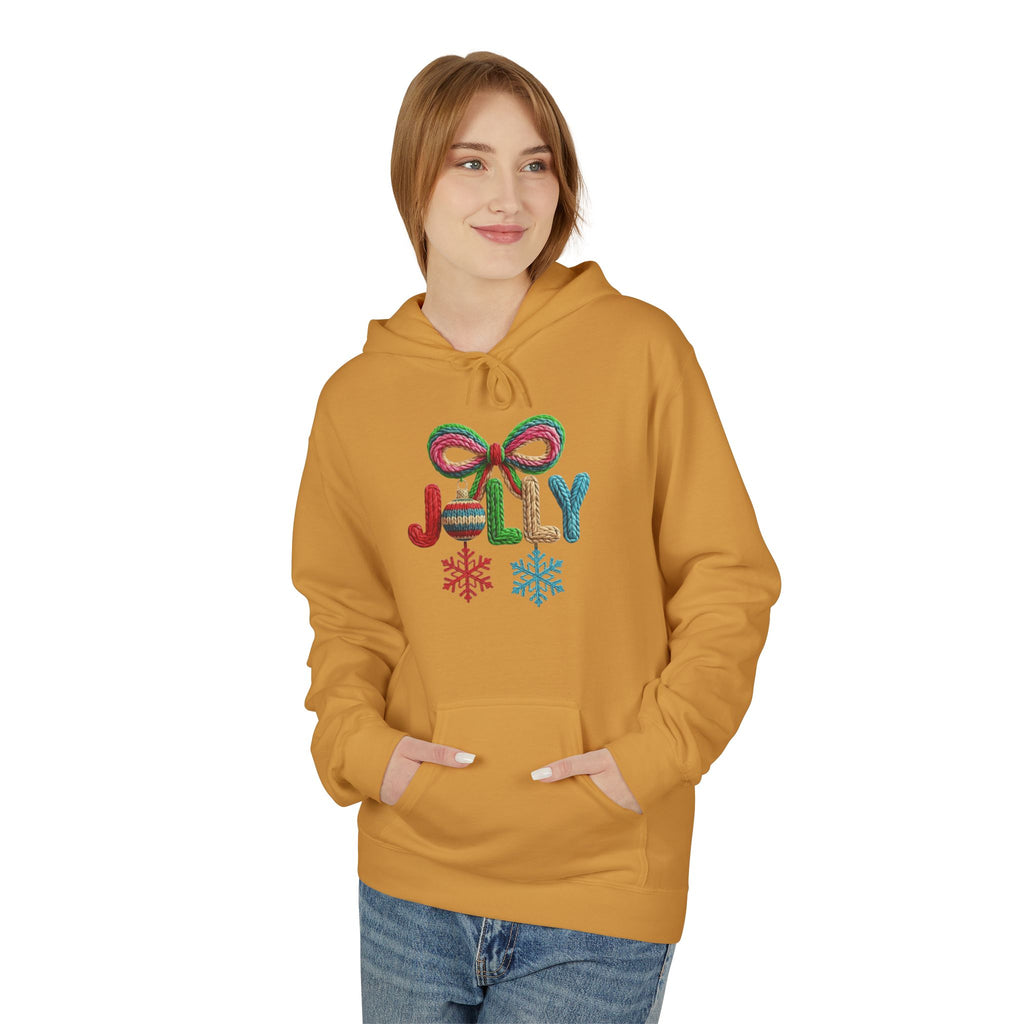 Jolly Candy Cane Holiday Hoodie — "JOLLY" Festive Sweatshirt