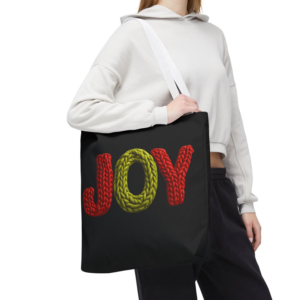 Christmas Tote Bag  Festive Holiday DesigJoy Knit Tote Bag  Colorful 'JOY' Yarn Design, Cozy Holiday Gift Tote