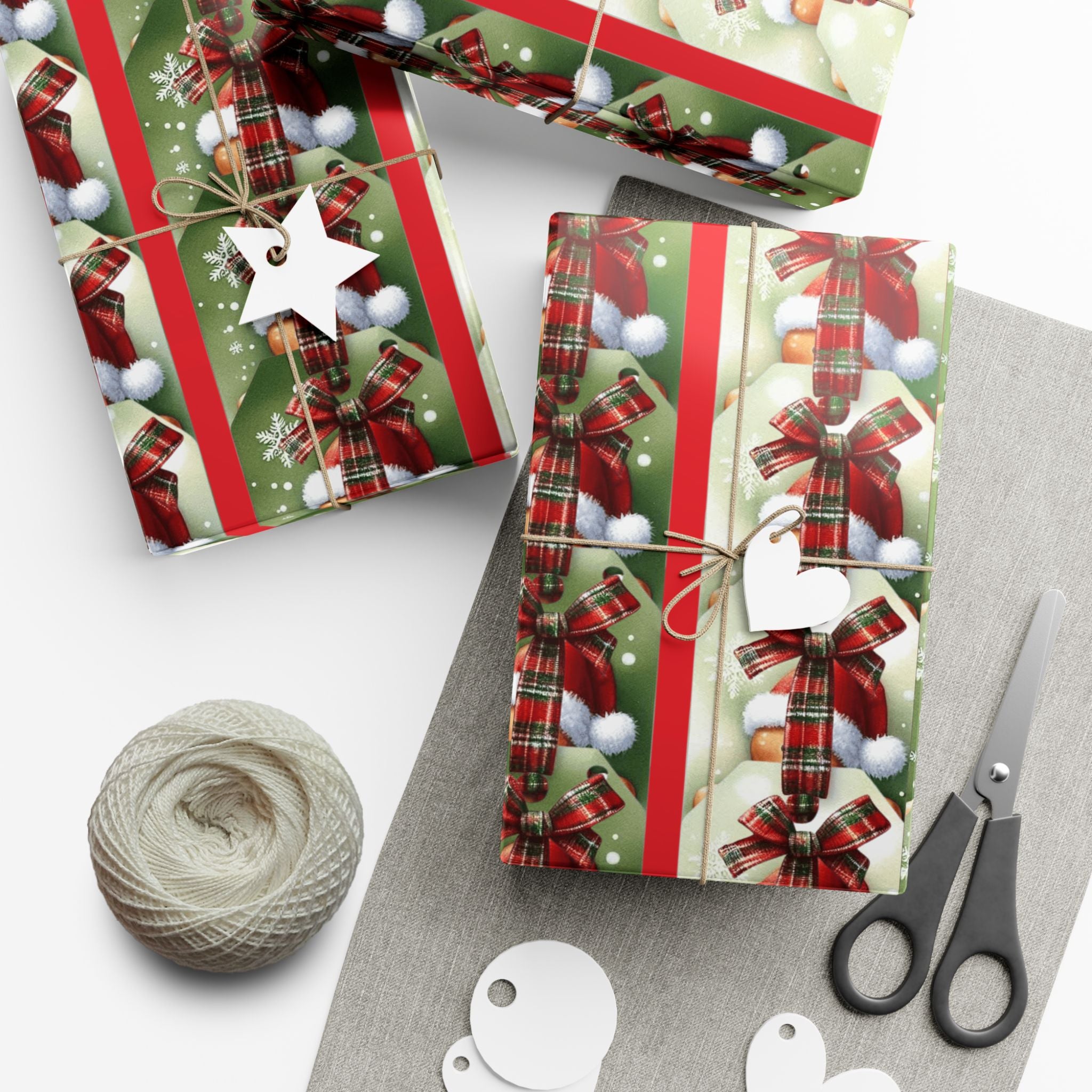 Christmas Gingerbread & Plaid Gift Wrap Paper – Holiday Present Wrapping Sheets