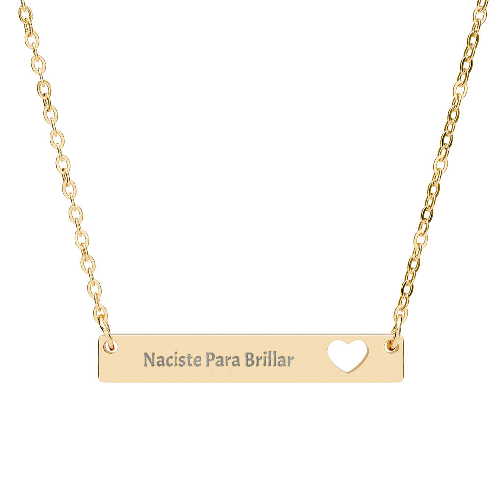 Nacicste para brillar Engravable Cutout Heart Bar Necklace — Personalized Name Bar Jewelry