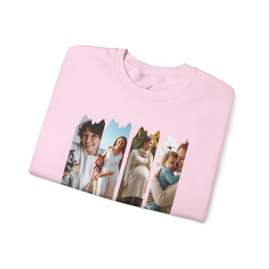 Mama Photo Collage Sweatshirt — "MAMA: clothed in strength & dignity" Sleeve Script