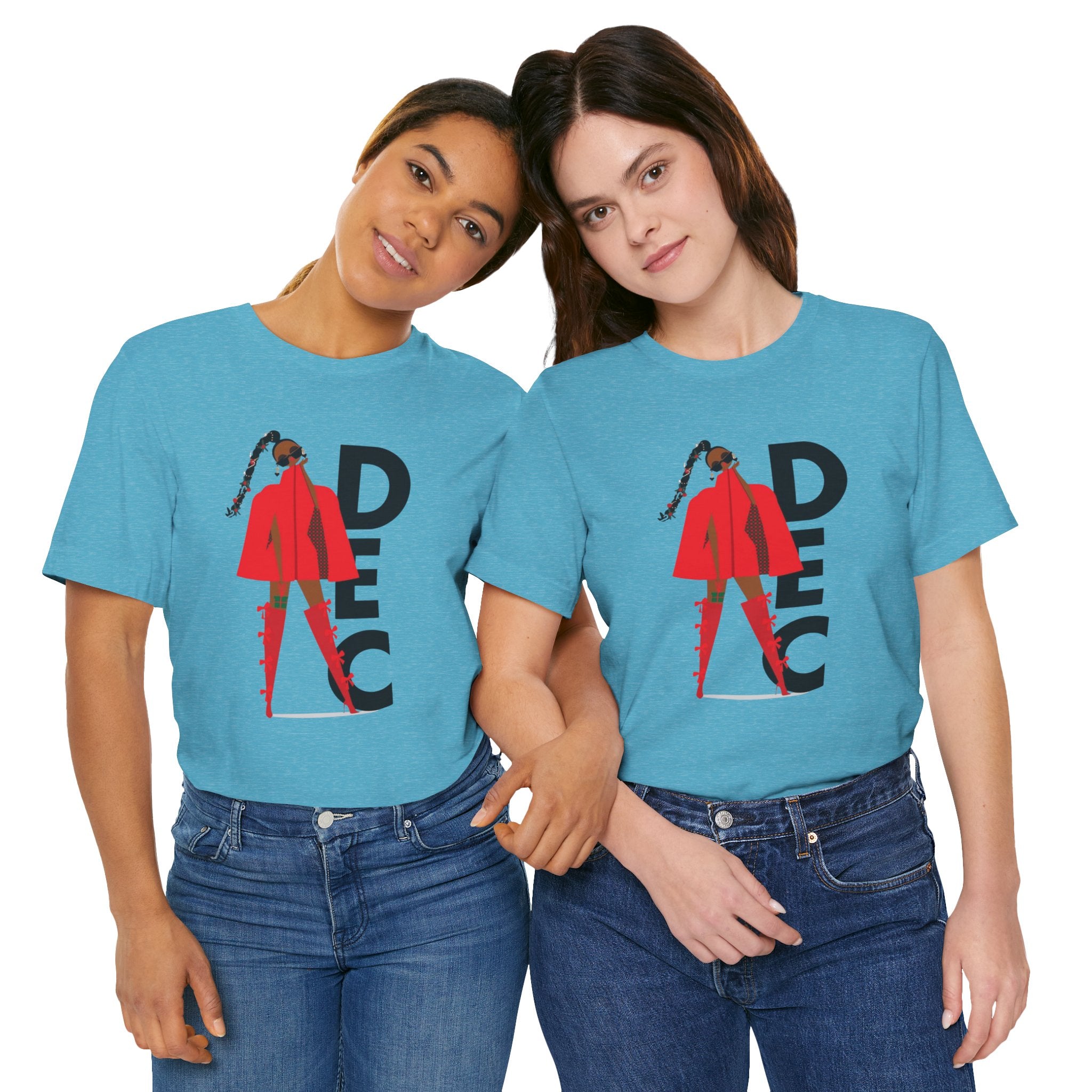 December Fashion Tee  Red Coat Model Graphic Shirt
