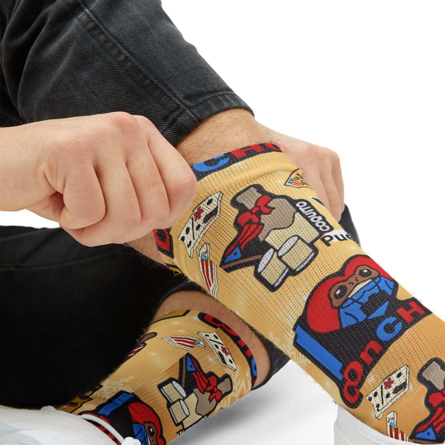 Puerto Rico Graphic Socks  Cute Island Icons Sublimation Crew Socks