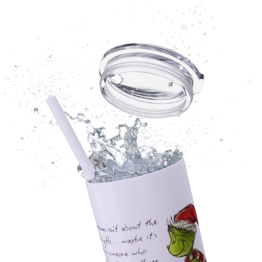 Grinch Christmas Skinny Tumbler with Straw — Dr. Seuss Holiday Quote Design, 20oz Christmas Mugs Collection