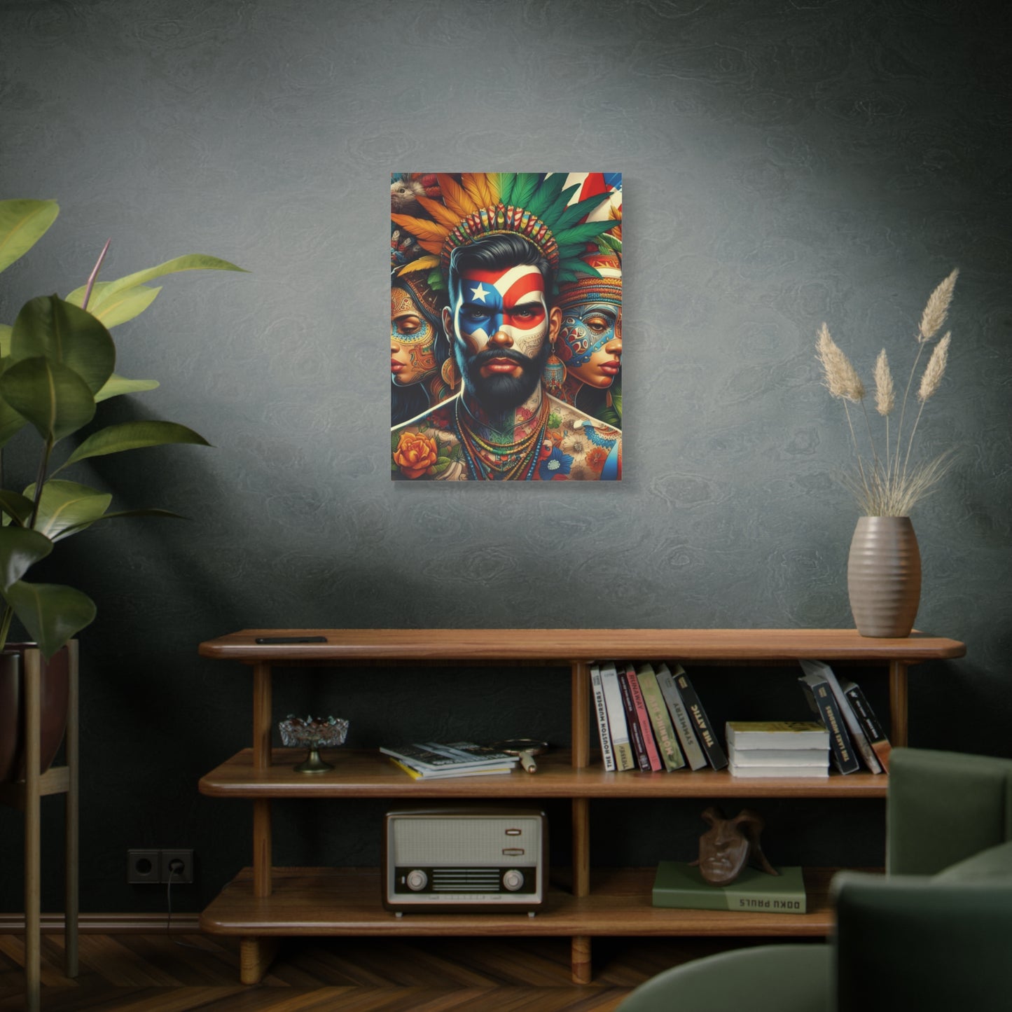 La Isla del Encanto Taíno Symbol Design Vibrant Cultural Art Canvas Print, Wall Decor, Home Decoration, Unique Artwork, Bohemian Style, Gift for Art Lovers