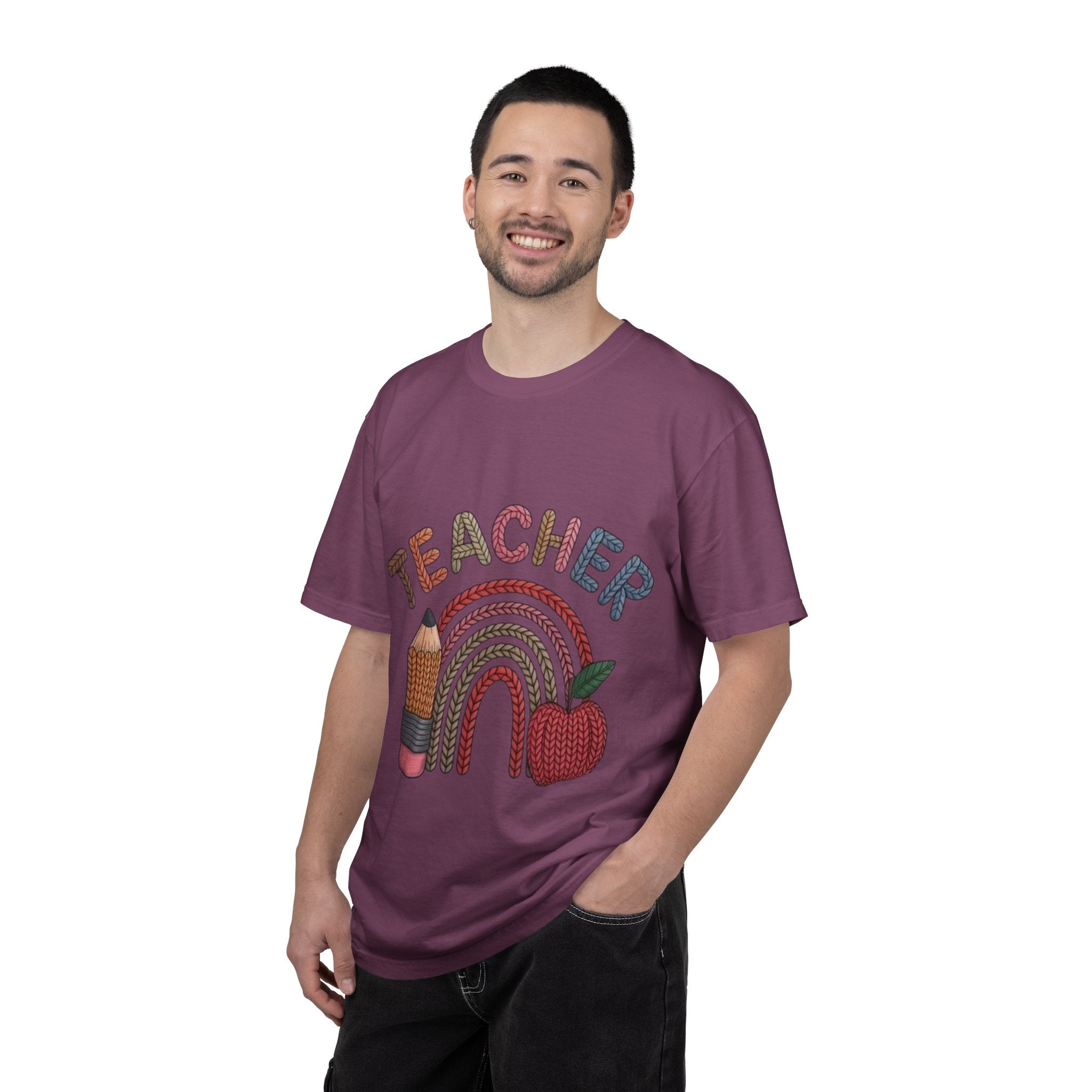 Teacher Rainbow Pencil & Apple T-Shirt — Back-to-School Gift for Educators