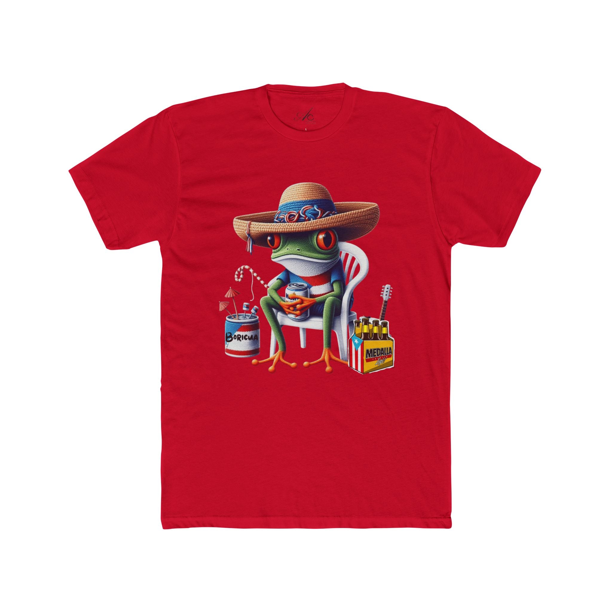 Puerto Rico’s Navidades Coqui Frog Fishing Tee  Cute Cartoon Frog Angler Graphic T‑Shirt