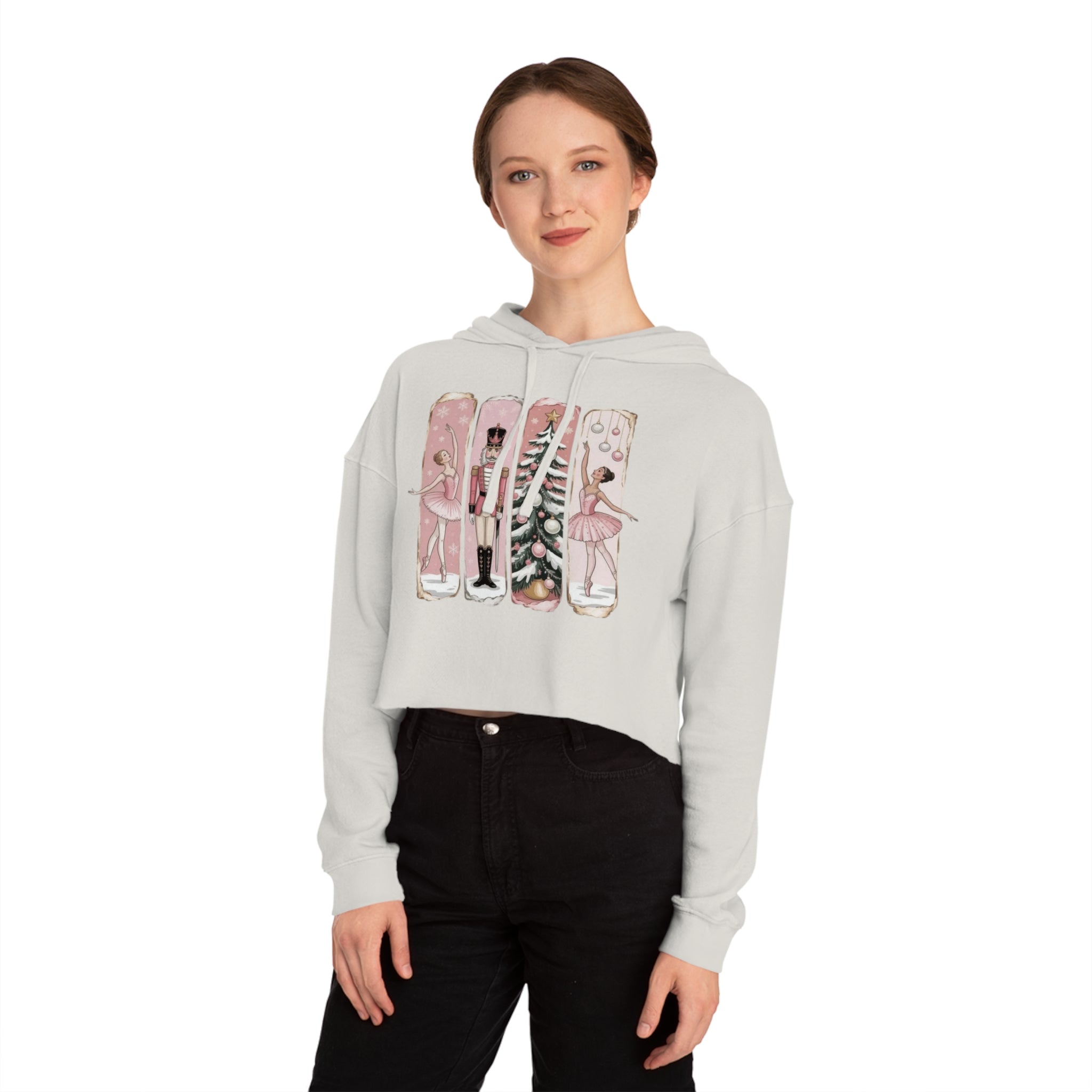 Nutcracker Ballerina Cropped Hoodie  Holiday Dance Sweater Cartoon Christmas T-shirts and Sweaters