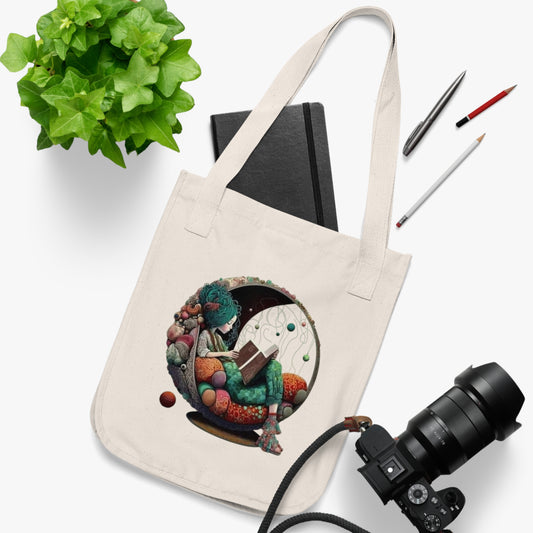 Inspiration On the Go Whimsical Organic Canvas Artistic Gift for Readers, Birthday Present, Reusable Bag
