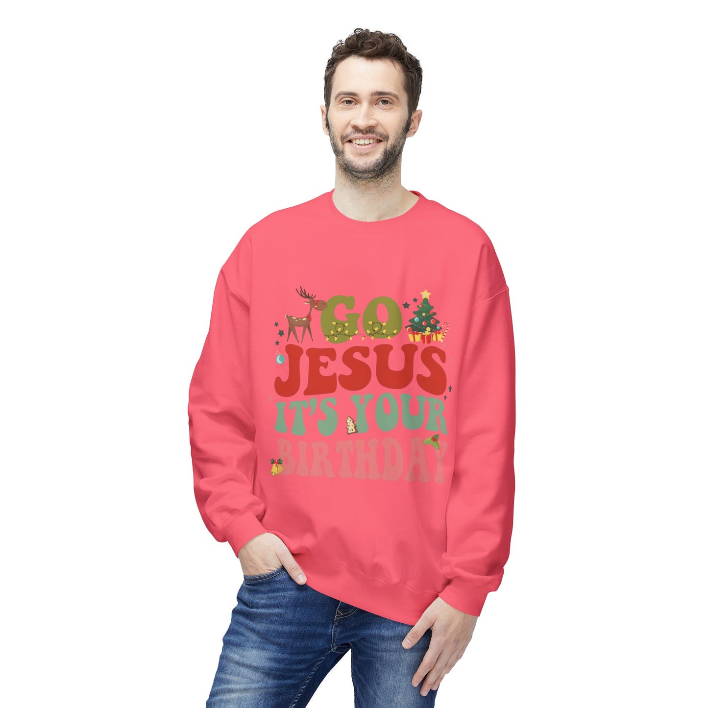 Festive Holiday Designs Go Jesus It’s Your Birthday Christmas Sweatshirt