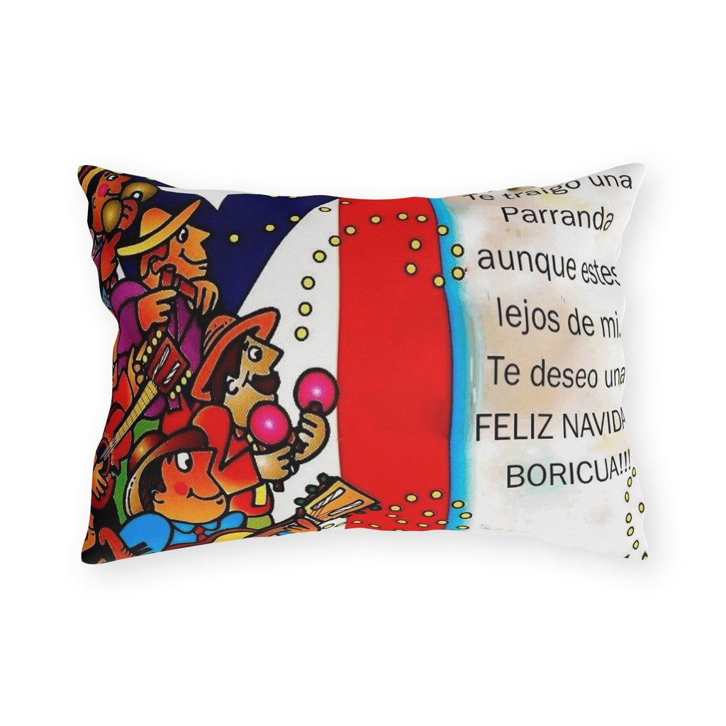 Puerto Rican Christmas Outdoor Pillow — "Te traigo una Parranda" Festive Boricua Holiday Decor